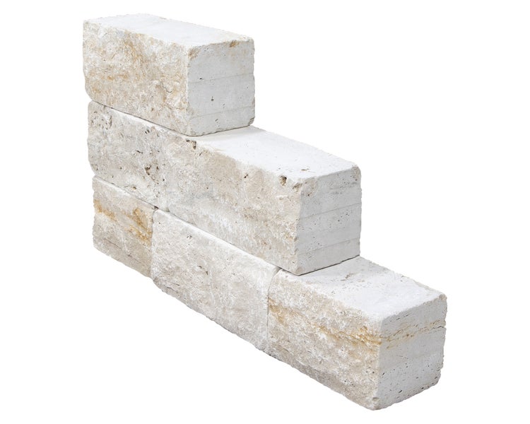 Wohnrausch Natursteine Mauerstein Travertin EXTRA LIGHT, spaltrau, getrommelt, beige, L 15-50, B 18-20, H 22,5 cm, 1 qm