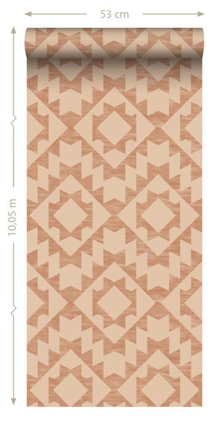 Tapetenrolle, 53 cm breit, 10,05 m lang, mit geometrischem Muster