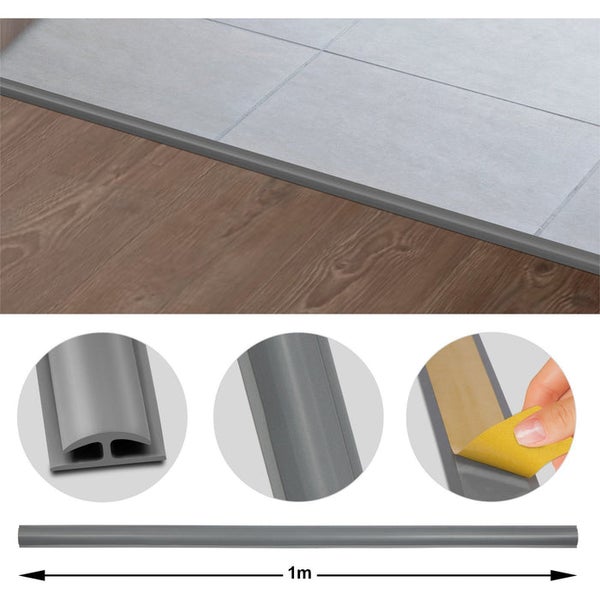 FLOORDIREKT Doppeleinfassleiste Übergangsprofil Jersey Selbstklebend 24 x 35 mm Grau