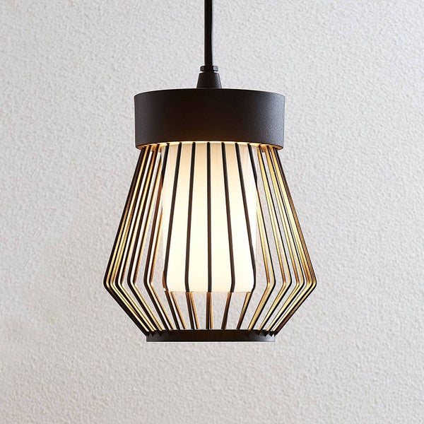 Lindby Außenleuchte Vajana (spritzwassergeschützt (Retro, Vintage Antik) in Schwarz aus Aluminium (1 flammig E27) - Pendelleuchte außen