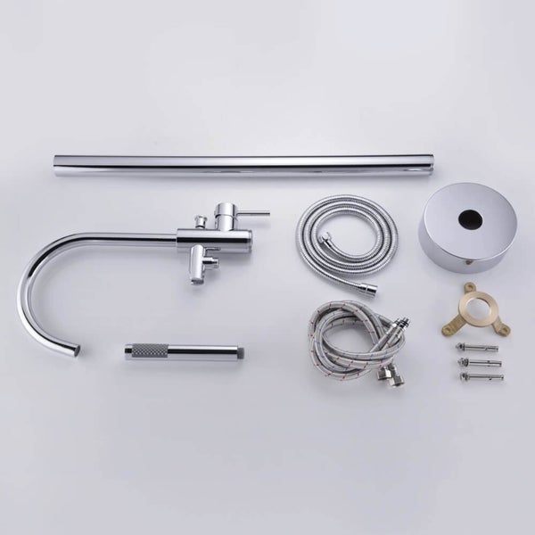 Home Deluxe - Design Standarmatur - MOON Chrome - Höhe: 115 cm, inkl. Handbrause I freistehende Armatur Wannenbrause Wanneneinlass