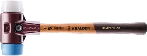 HALDER Schonhammer SIMPLEX L.490mm Kopf-D.80mm weich/mit.hart HO TPE-s.blau/Superp.weiß - 3017080