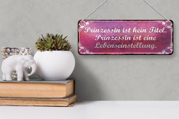 Blechschild Spruch 27x10cm Prinzessin ist kein Titel ist Dekoration
