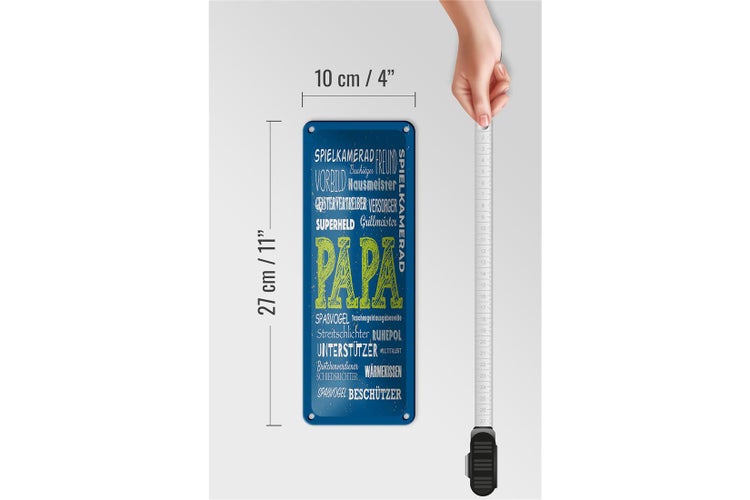 Blechschild Spruch Papa Superheld Vorbild Beschützer 10x27cm
