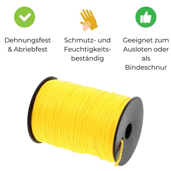 Maurerschnur rot gelb Richtschnur 12 x 100m 2mm reißfeste Schnur Spannschnur Pflasterschnur Bauschnur Mauerschnur Verlegeschnur Lotschnur
