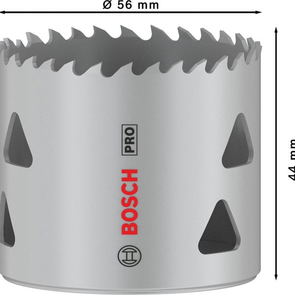 Bosch Logo Lochsäge mit den Maßen 56 mm Durchmesser und 44 mm Höhe