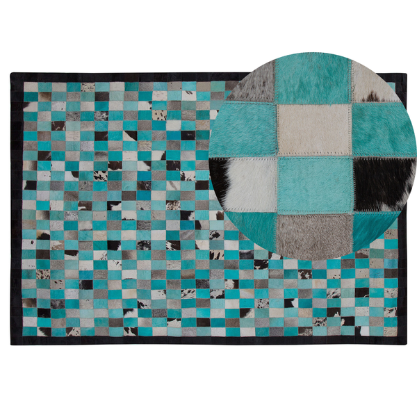 Teppich NIKFER Blau 140 x 200 cm Echtleder