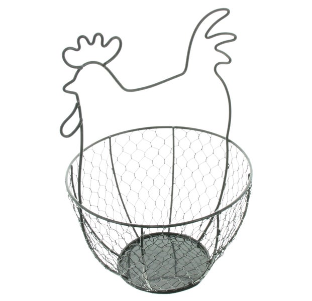 FRANK FLECHTWAREN | Eierkorb Henne, METALL, 19 x 17,5 x 25 cm