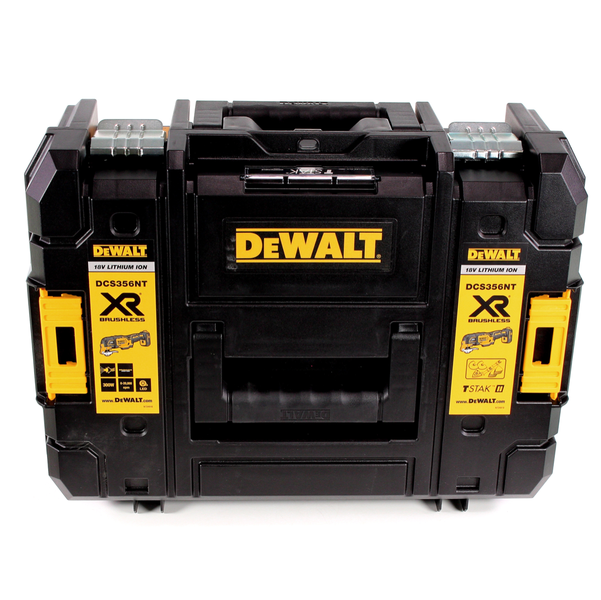 DeWalt Werkzeugkoffer TSTAK II für Akku-Multi-Tool DCS356NT mit Tragegriff und Metallverschlüssen.