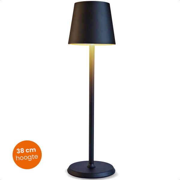 Goliving Essence Tischlampe Wiederaufladbar - Kabellos und dimmbar - Moderne Touch-Lampe - Nachtlampe für das Schlafzimmer - 38 cm - Schwarz