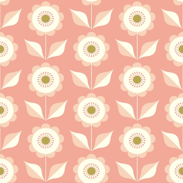 Blumenmuster mit stilisierten Blüten und Blättern