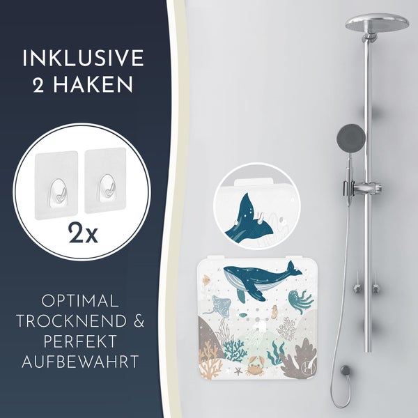 Homerella® Duschmatte rutschfest Kinder - 100% BPA frei Inkl. 2 Haken zum Aufhängen 53x53cm - Antirutschmatte Dusche Baby hautintensiv & schimmelresistent - Duscheinlage maschinenwaschbar