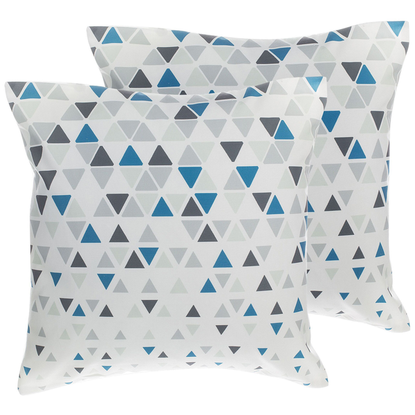 Dekokissen 2er Set CLEOME 45 x 45 cm Weiß Grau Blau Geometrisches Muster