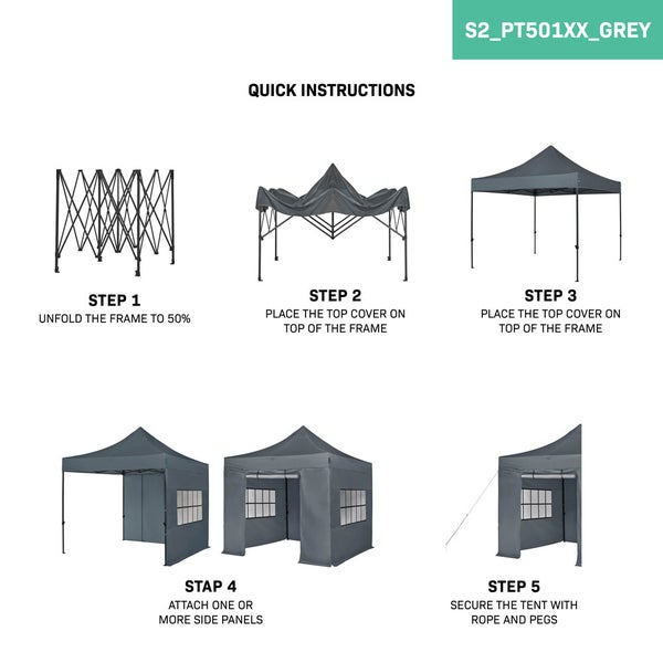 VONROC Pavillon 3x3m wasserdicht stabil - Partyzelt EasyUp System [3Min Aufbau] Popup Faltpavillon modular erweiterbar als Festival Zelt, Gartenpavillon