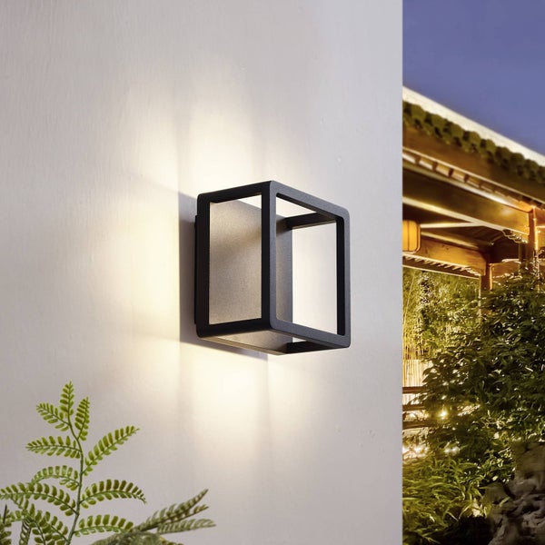 Lucande LED Wandleuchte außen Thorvid (Modern) in Schwarz aus Aluminium (1 flammig, ) - Außenwandleuchten Wandlampe Led Außenlampe Outdoor für Außenwand/Hauswand Haus Terrasse &