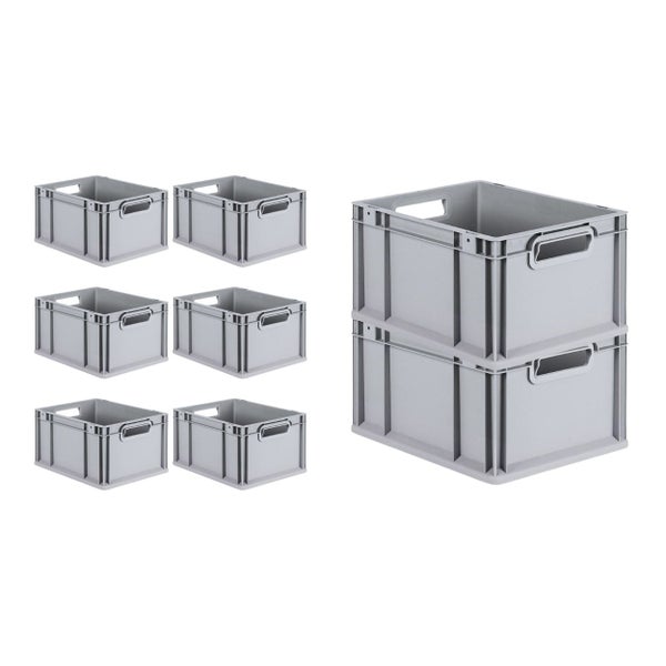 PROREGAL SuperSparSet 8x Eurobox NextGen Grip mit Scharnierdeckel und Blauen Schiebeschnappverschlüssen HxBxT 22 x 30 x 40 cm 20 Liter Griffe