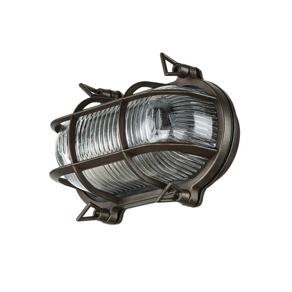 Ovale Wandleuchte mit Schutzgitter für den Aussenbereich