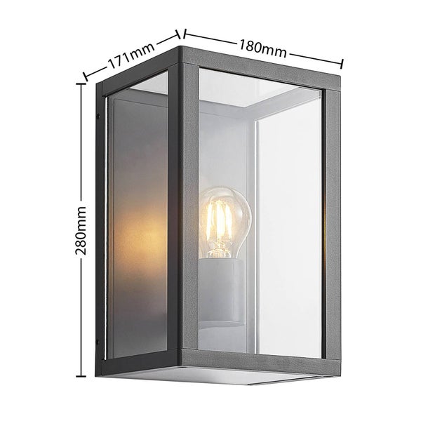 Lindby Wandleuchte außen Giavanna (spritzwassergeschützt (Modern) in Schwarz aus Aluminium (1 flammig, E27) - Außenwandleuchten Wandlampe Led Außenlampe Outdoor für Außenwand/Hauswand