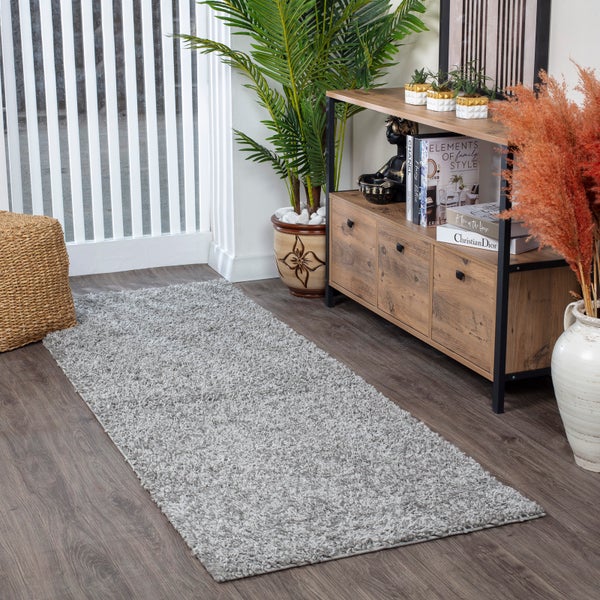 Moderner Hochfloriger Shaggy Teppich Grau 100x200 cm LILLY