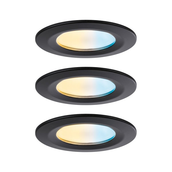 LED Einbauleuchte Nova Coin IP44 rund 78mm Tunable White 3x6W 3x530lm 230V Schwarz matt Aluminium