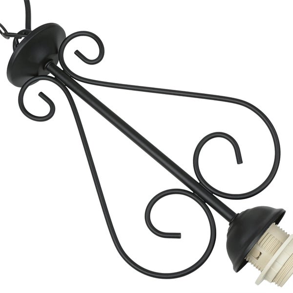 Dekorative Hängelampe aus Metall mit filigranen Verzierungen und Fassung.