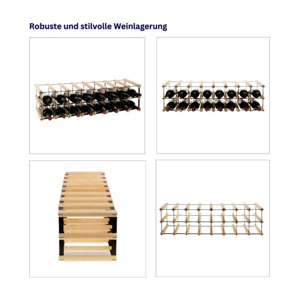 PROREGAL Modulares Weinregal Vinotega Mod Metal HxBxT 12,5 x 82,5 x 24,5 cm 8 x 1 Flaschen Massives Kiefernholz Natur