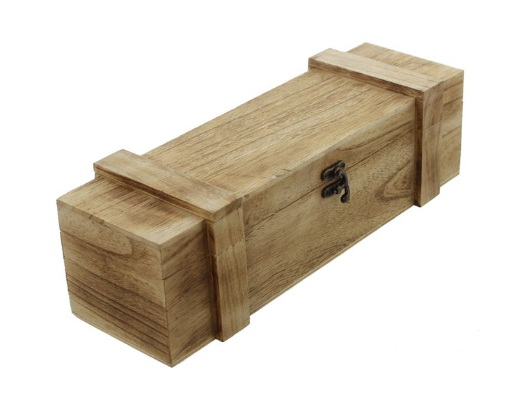 FRANK FLECHTWAREN | Holztruhe Rustikal, für 1 Flasche, HOLZ, 36 x 12 x 11 cm, ohne Inhalt