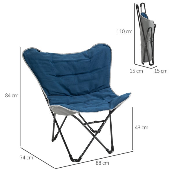 Outsunny Campingstuhl tragbar klappbar Gartensessel Regiestuhl Klappsessel Modern Design für Outdoor Picknick max. Belastung 120 kg Blau 88 x 74 x 84 cm