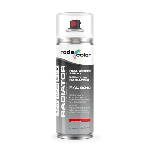 RodaColor Heizkörperspray Sprühlack 400ml RAL9010 Reinweiss