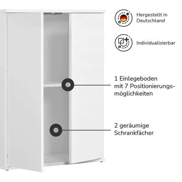 mokebo Midischrank in Weiß 'Der Kurze', Mehrzweckschrank, Allzweckschrank oder Aufbewahrungsschrank