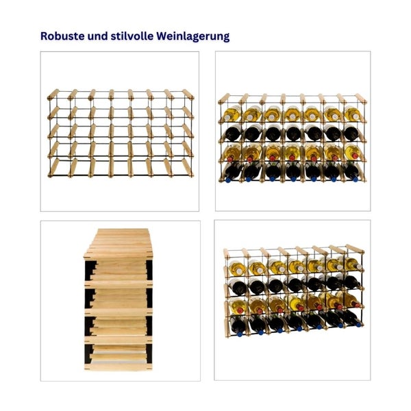 PROREGAL Modulares Weinregal Vinotega Mod Metal HxBxT 42,5 x 72,5 x 24,5 cm 7 x 4 Flaschen Massives Kiefernholz Braun Geölt