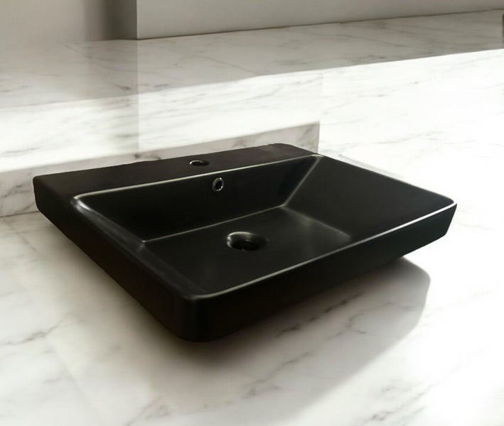 Design Waschbecken 60x45 Waschtisch Schwarz matt 60cm x 45cm Luxury