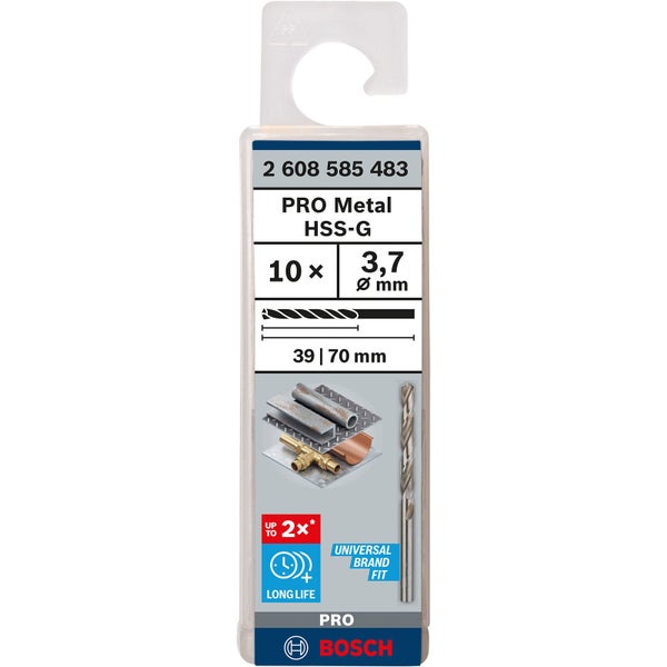 Bosch Pro Metal HSS-G Metallbohrer Set, 10 Stück, 3,7 mm Durchmesser