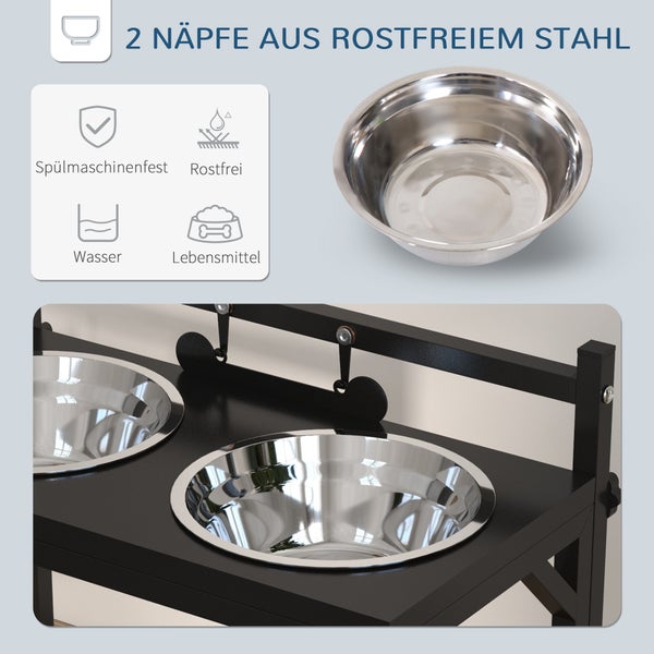 PawHut Futterstation, 40,5L x 22B x 39H cm, Stahl, Schwarz