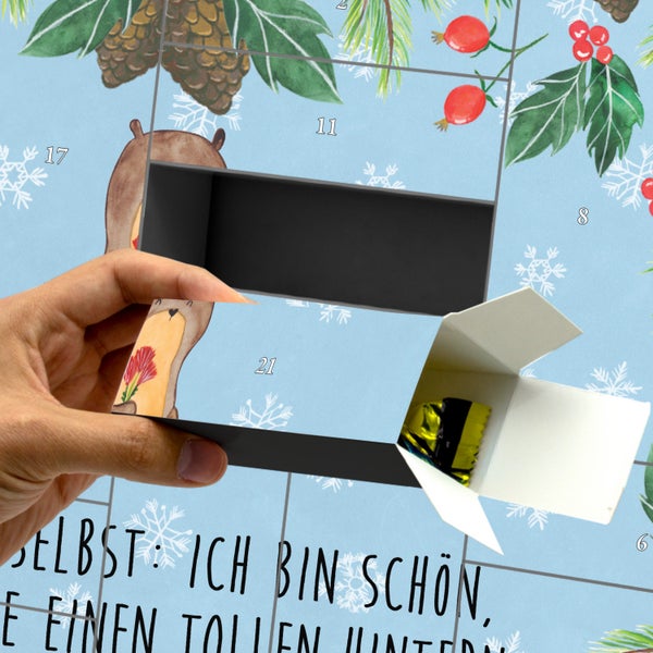Mr. & Mrs. Panda Befüllbarer Adventskalender Otter Blumenstrauß - Blau Pastell