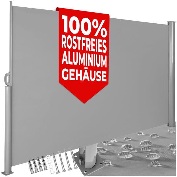 Seitenmarkise tectake  180 x 300 cm aus Aluminium grau