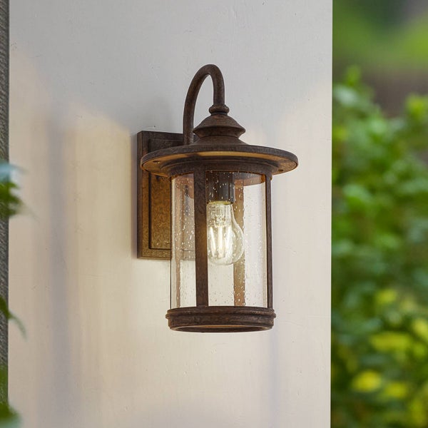 Lindby Wandleuchte außen (Laterne) Zayn (Retro, Vintage Antik) in Braun aus Aluminium (1 flammig E27) - Außenwandleuchten Wandlampe Led Außenlampe Outdoor für Außenwand/Hauswand Haus