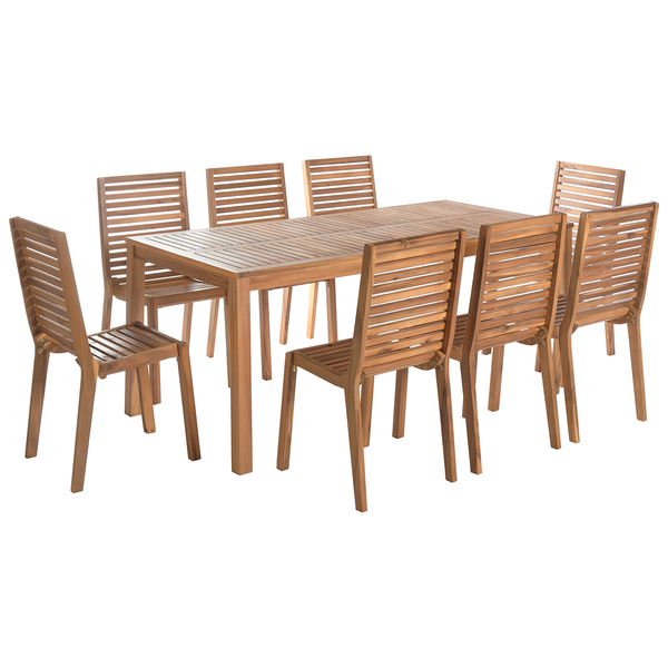 Gartenmöbel Set 8-Sitzer OMBRIANO zertifiziertes Akazienholz Hellbraun