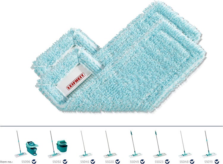 Leifheit 2er Set Wischbezug Profi XL super soft für sensible Böden, Bodenwischer Ersatzbezug mit Spezialfasern, Wischer Ersatzbezug für minimale Wasseraufnahme, ideal für Parkett, Laminat und Kork