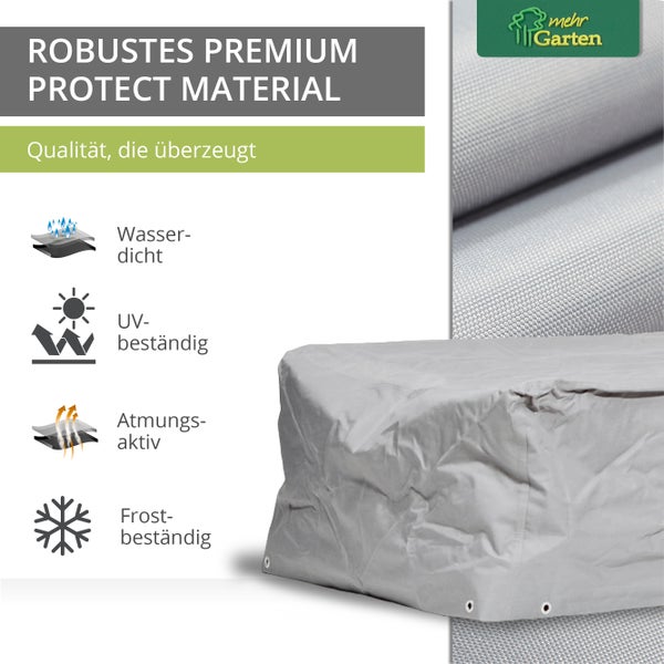 Mehr Garten - Premium PROTECT Sonnenliege-Abdeckung, 225 (B) x 85 (T) x 40 (H) cm I Gartenmöbel-Schutzhülle wasserdicht, UV-beständig & atmungsaktiv aus robustem Gewebe I Taupe (Hellgrau)