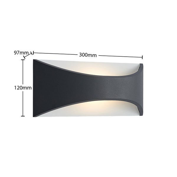 Lindby LED Wandleuchte außen Mathea (Modern) in Schwarz aus Aluminium (1 flammig, ) - Außenwandleuchten Wandlampe Led Außenlampe Outdoor für Außenwand/Hauswand Haus Terrasse &