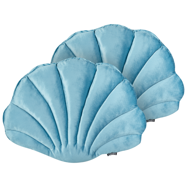 Dekokissen 2er Set CONSOLIDA Samtstoff 47 x 35 cm Hellblau Ohne Muster