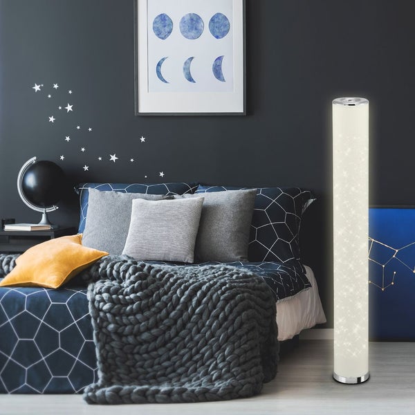 BRILONER YOTA LED Stehlampe, Sternendekor, Kabelschalter, Warmweißes Licht, chrom, 13 x 103,5 cm
