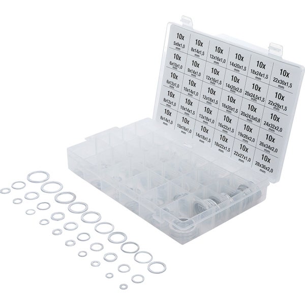 BGS Dichtring-Sortiment Aluminium 300tlg. - 8143