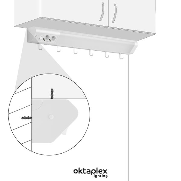 Oktaplex Talin Unterbauleuchte 76cm mit 2 Steckdosen und Schalter warmweiß 3000K