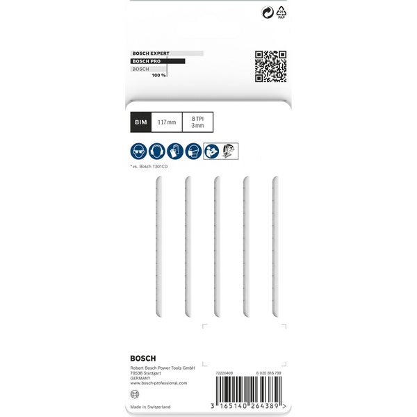 Bosch PRO Hardwood clean T301CDF Stichsägeblatt 117 mm 5-tlg. - 2608636229