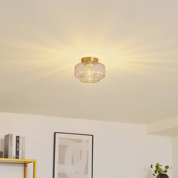 Lindby Deckenlampe Hildur in Creme aus Glas (1 flammig, E27) - Deckenleuchte Lampe Wohnzimmerleuchte