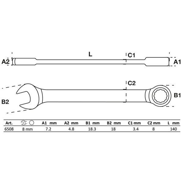 BGS Ratschenring-Maulschlüssel SW 8 mm - 6508