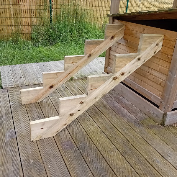 2er Set Treppenwange 5 Stufen aus KDI Holz für Gartentreppe, Außentreppe, Terrassentreppe n-Höhe 85cm