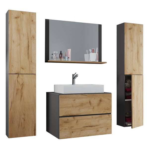 5-tlg. Waschplatz Waschtisch Lendas XL Schublade